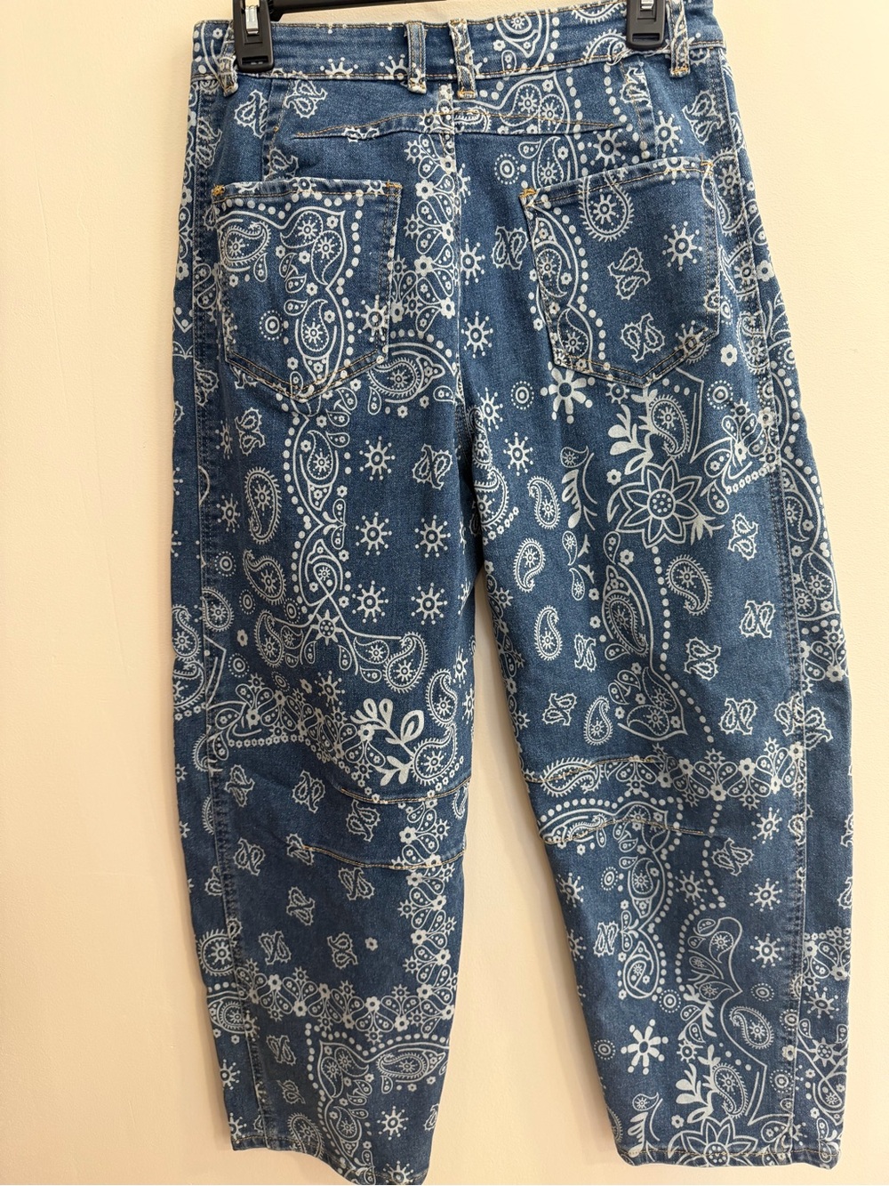 Loveimgs Wide Leg Bandana Print Jeans - Blue Size M - Picture 4 of 5